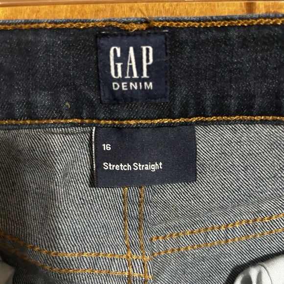Gap Kids 16 Reg Boys Dark Blue Jeans Youth Stretch Boot Cut Adjustable Waist EUC - Picture 5 of 7